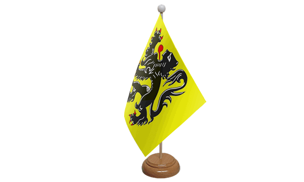 Flanders Lion Small Flag with Wooden Stands